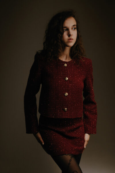 Твідовий бордовий жакет